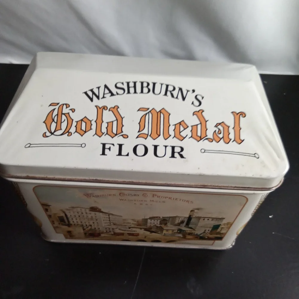 Vintage Gold Medal Flour Recipe Tin Washburn Mills Minneapolis Advertising Box